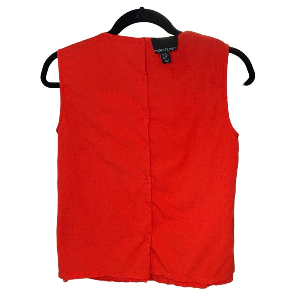 Cynthia Rowley Laser Cut Eyelet Lined Button Back Tank in Orange, XS